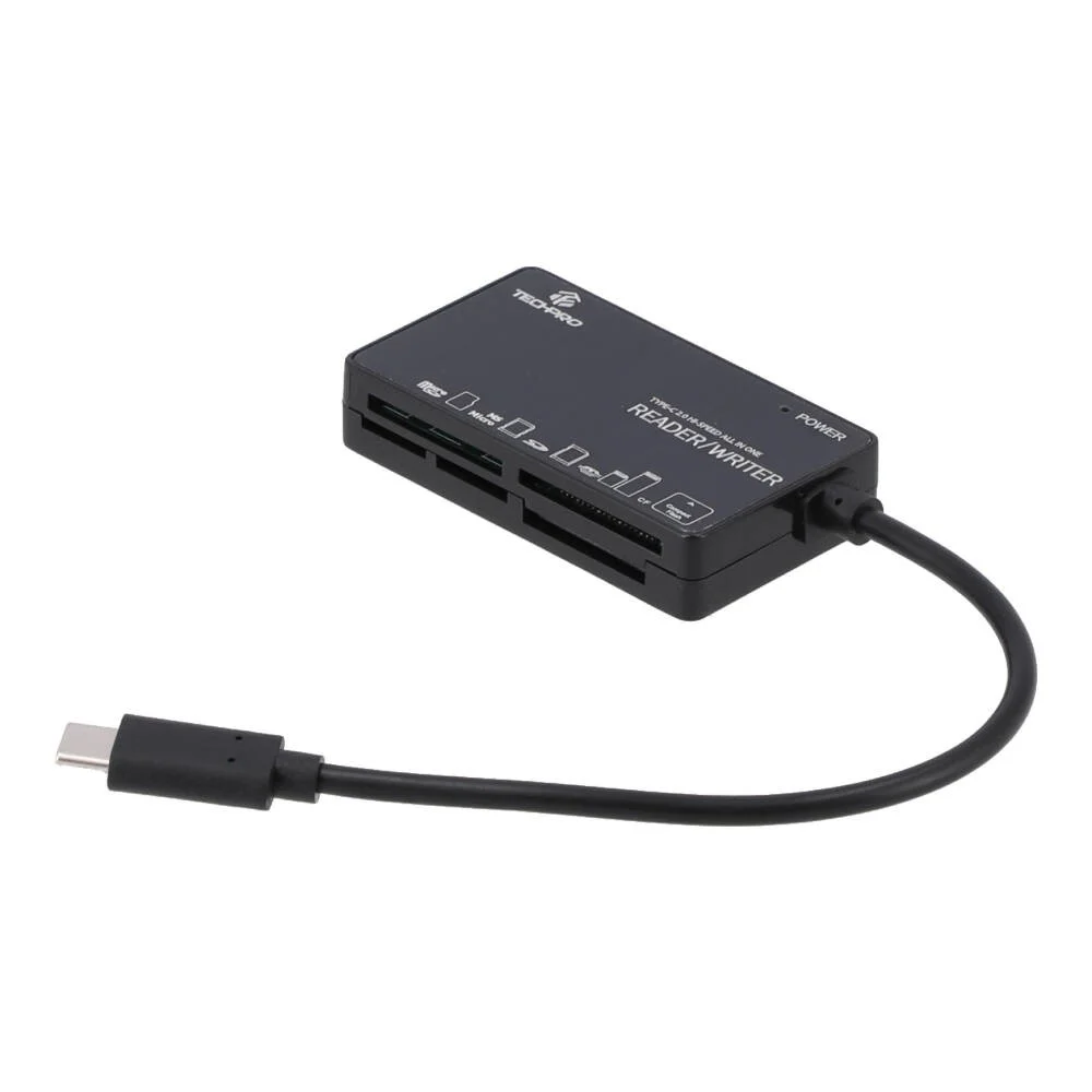 TECHPRO Port Hub Mul-Function 6 in 1 Type-C Card Reader Black